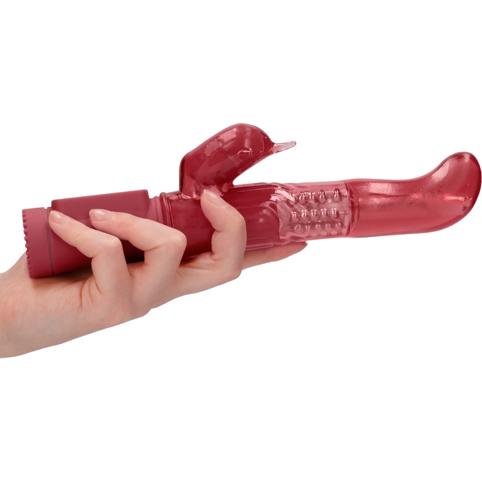 Красный вибратор-кролик Rotating Dolphin - 23 см - Shots Toys. Фотография 4.