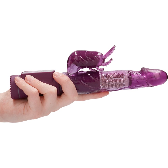 Фиолетовый вибратор-кролик Rotating Beetle - 22 см - Shots Toys. Фотография 4.