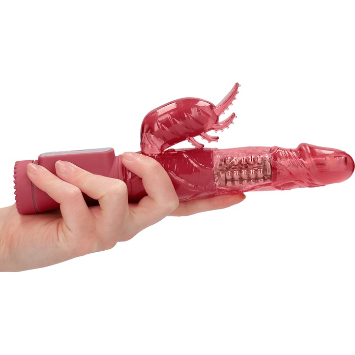 Красный вибратор-кролик Rotating Beetle - 22 см - Shots Toys. Фотография 4.