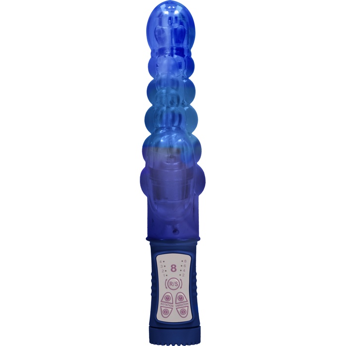 Синий вибратор-кролик Rotating Bubbles - 23,2 см - Shots Toys. Фотография 2.