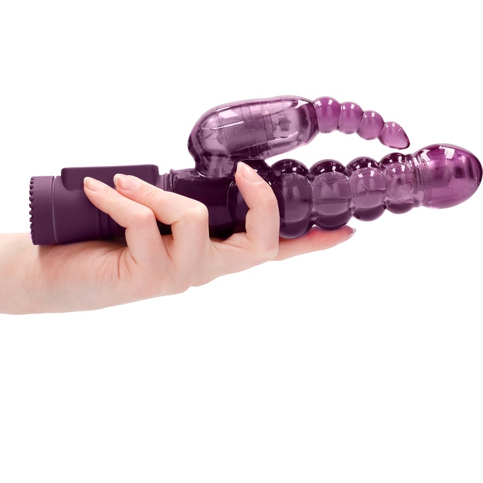 Фиолетовый вибратор-кролик Rotating Bubbles - 23,2 см - Shots Toys. Фотография 4.