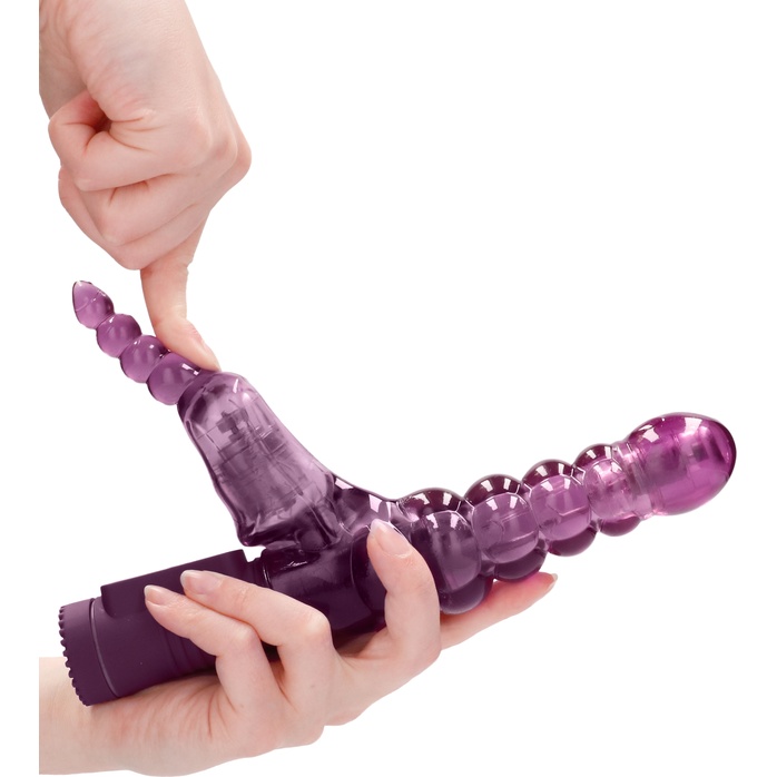 Фиолетовый вибратор-кролик Rotating Bubbles - 23,2 см - Shots Toys. Фотография 5.