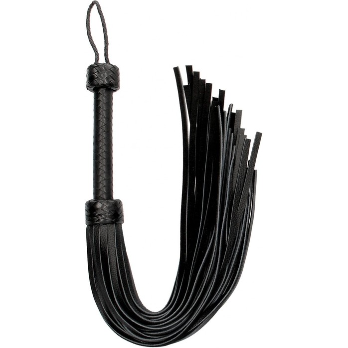 Черная многохвостая гладкая плеть Heavy Leather Tail Flogger - 76 см - Ouch!