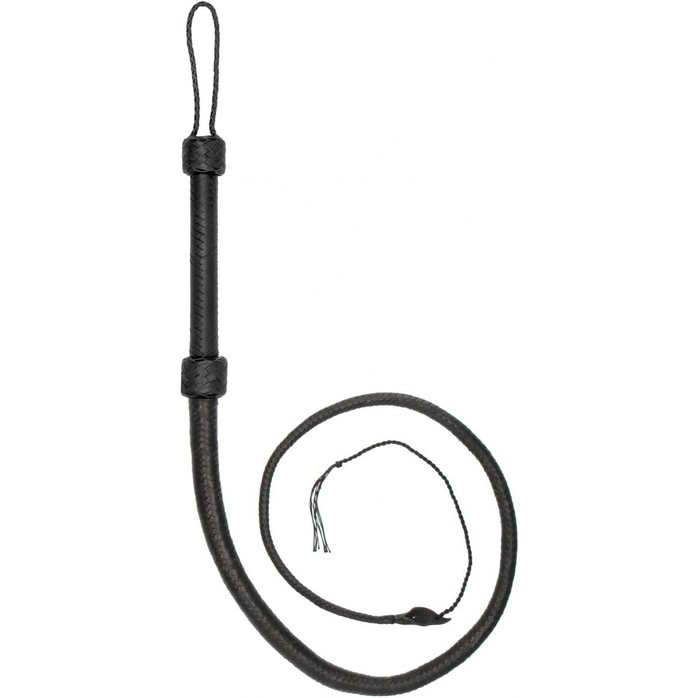 Черный витой кнут Twisted Whip Real Leather Bullwhip - 147 см - Ouch!