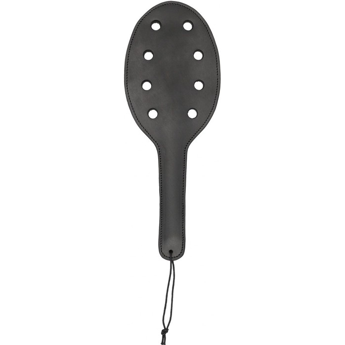 Черная шлепалка Saddle Leather Paddle With 8 Holes - 40 см - Ouch!. Фотография 2.