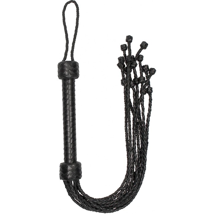 Черная многохвостая плетеная плеть Short Leather Braided Flogger - 69 см - Ouch!