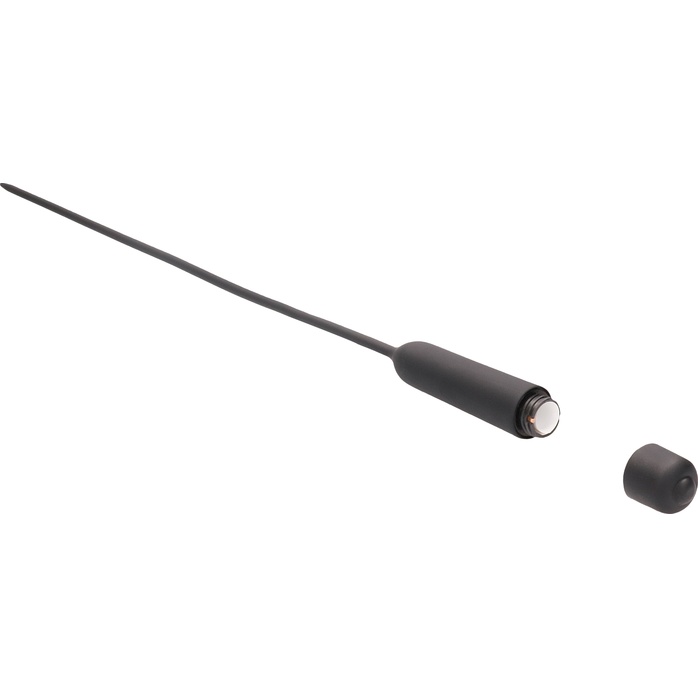 Черный гладкий стимулятор уретры с вибрацией Silicone Vibrating Bullet Plug Extra Long - Ouch!. Фотография 4.