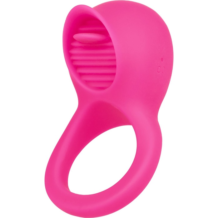 Ярко-розовое эрекционное кольцо Silicone Rechargeable Teasing Tongue Enhancer - Couples Enhancers. Фотография 3.
