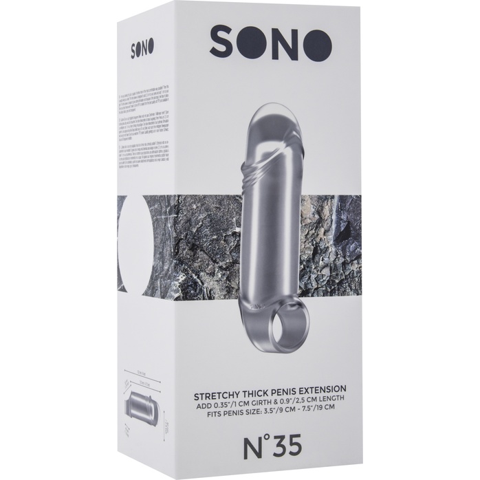 Прозрачная увеличивающая насадка с кольцом N35 Stretchy Thick Penis - 15,2 см - Sono. Фотография 3.