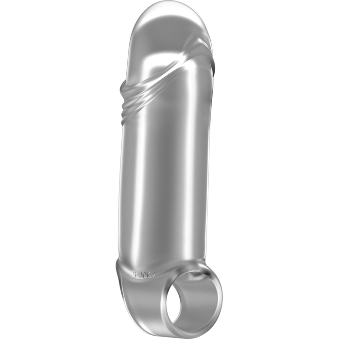 Прозрачная увеличивающая насадка с кольцом N35 Stretchy Thick Penis - 15,2 см - Sono