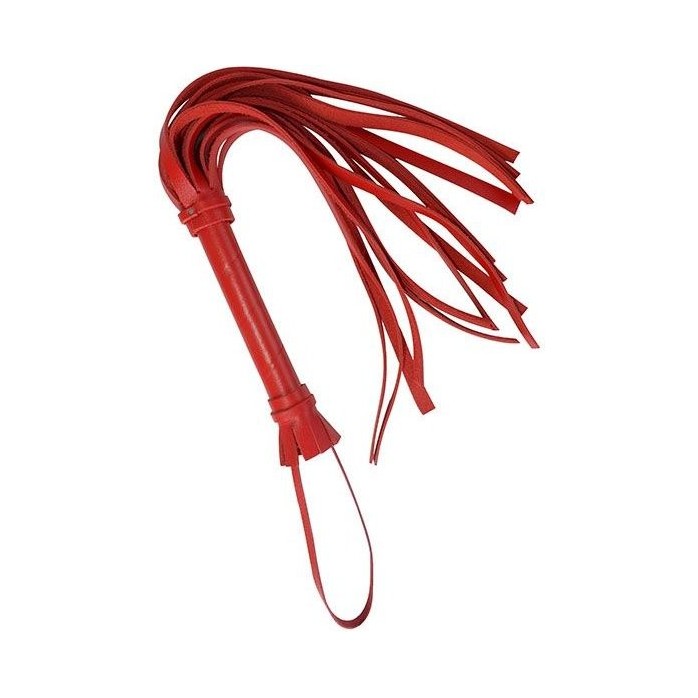 Красная многохвостовая плеть с шипами - 40 см - Fetish Factory