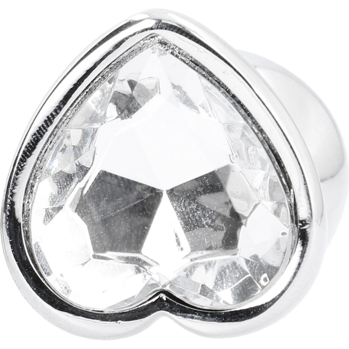 Серебристая анальная пробка Love Heart Diamond Plug с прозрачным кристаллом - 9,4 см - Rich. Фотография 2.