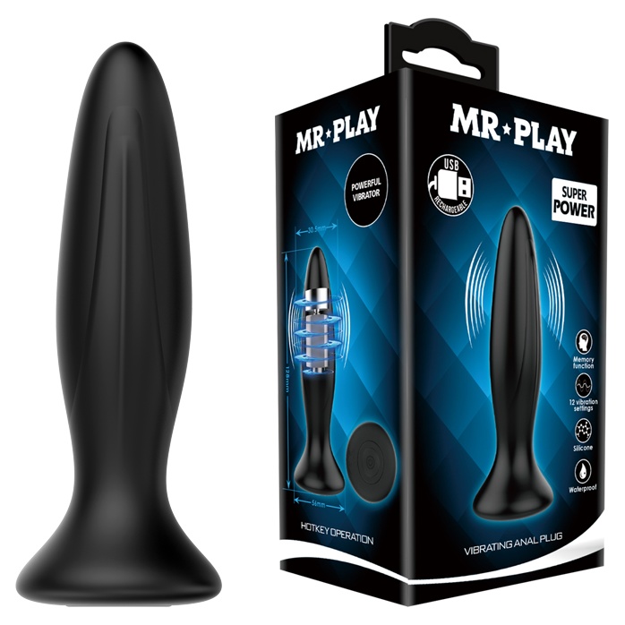Черная анальная вибропробка Mr Play - 12,8 см - Mr.Play. Фотография 6.