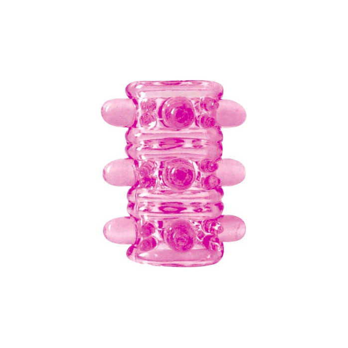 Розовая насадка на пенис Crystal sleeve с шариками и пупырышками - 5,5 см - EROWOMAN-EROMAN