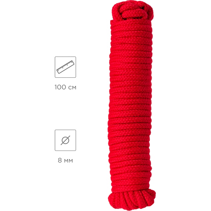 Красная текстильная веревка для бондажа - 1 м. Фотография 3.