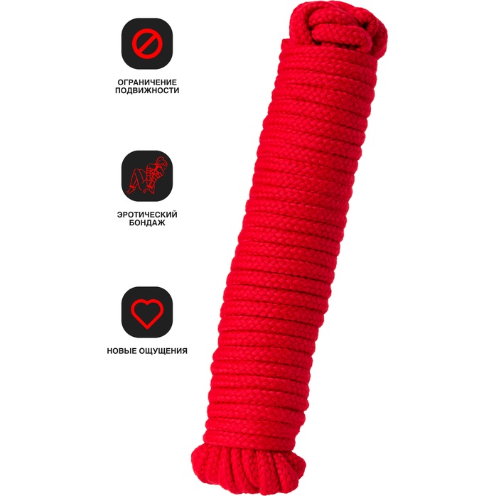 Красная текстильная веревка для бондажа - 1 м. Фотография 4.