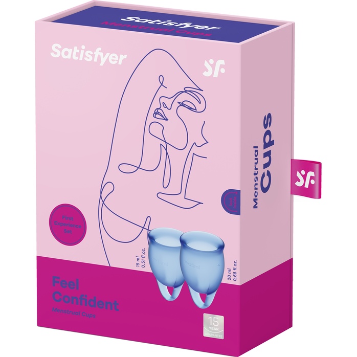 Набор синих менструальных чаш Feel confident Menstrual Cup. Фотография 4.