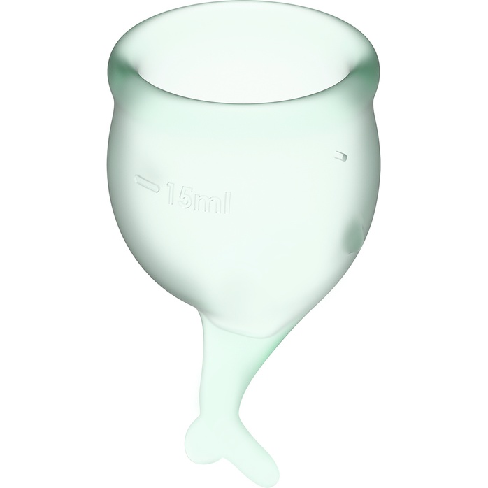 Набор зеленых менструальных чаш Feel secure Menstrual Cup. Фотография 2.