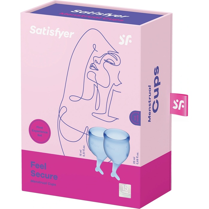Набор синих менструальных чаш Feel secure Menstrual Cup. Фотография 4.