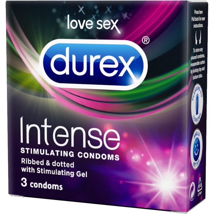 Рельефные презервативы со стимулирующей смазкой Durex Intense Orgasmic - 3 шт