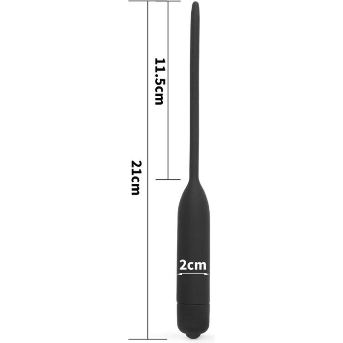 Черный уретральный виброплаг Silicone Vibrating Urethral Dilator - 21 см. Фотография 9.