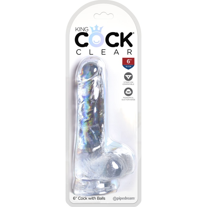 Прозрачный фаллоимитатор King Cock Clear 6 Cock with Balls - 17,8 см - King Cock Clear. Фотография 5.