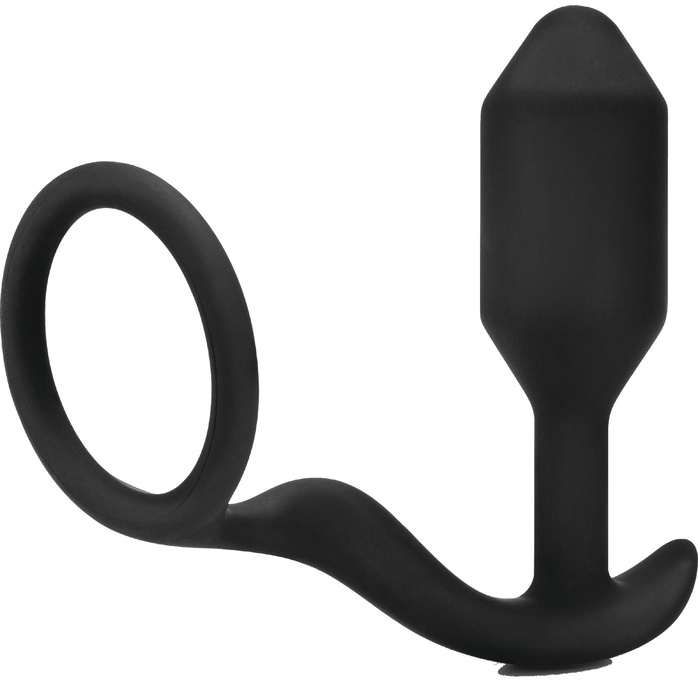 Черное эрекционное кольцо с анальным плагом Snug Tug. Фотография 2.
