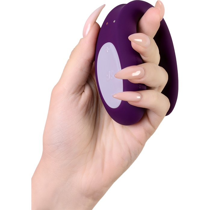 Фиолетовый вибратор для пар Double Joy с управлением через приложение. Фотография 6.