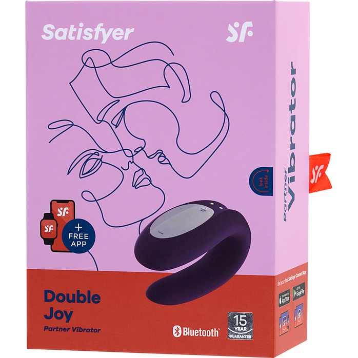 Фиолетовый вибратор для пар Double Joy с управлением через приложение. Фотография 10.