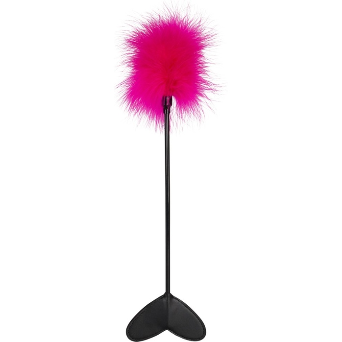 Розовая метелка-пуховка с наконечником-сердцем - 25 см - Bad Kitty