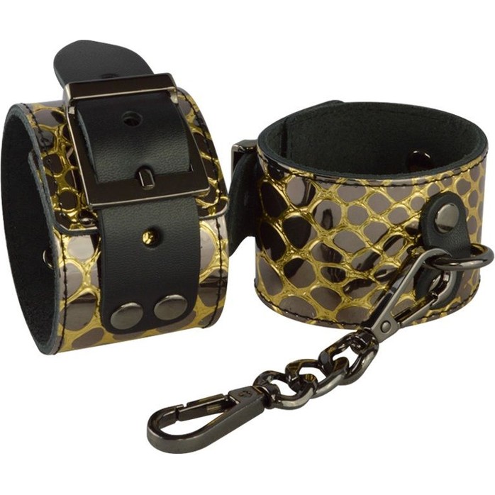 Золотистые наручники Рептилия - BDSM accessories