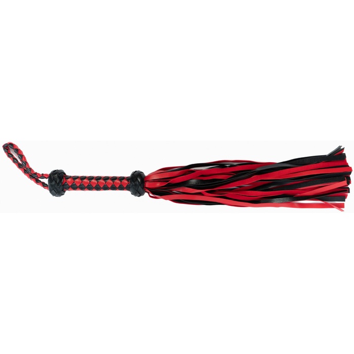 Красно-черная плеть с плетёной ромбической рукоятью - 50 см. Фотография 3.
