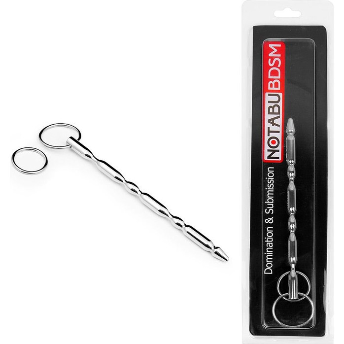 Серебристый стимулятор уретры с двумя сменными кольцами - NOTABU. Фотография 2.