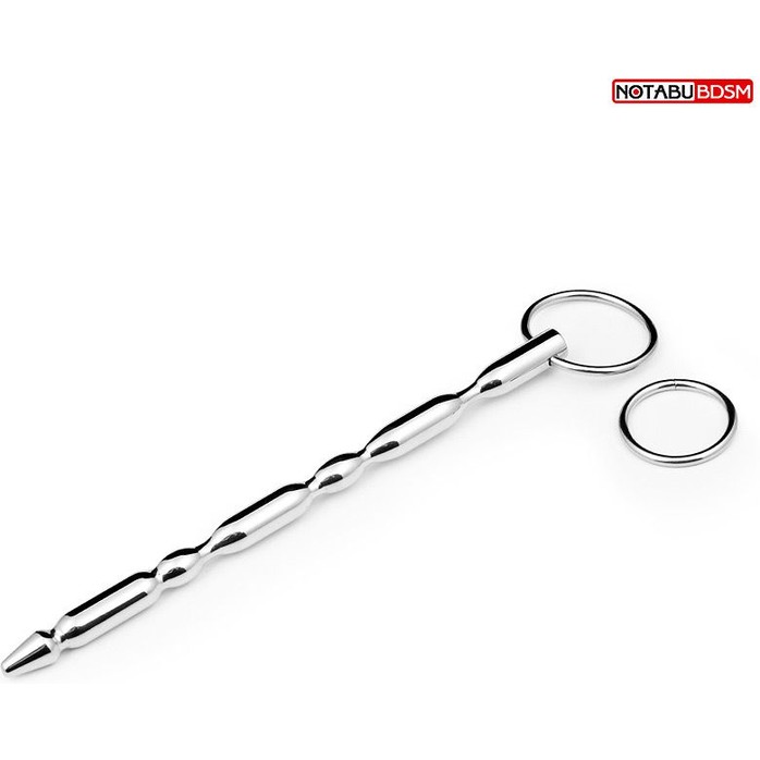Серебристый стимулятор уретры с двумя сменными кольцами - NOTABU