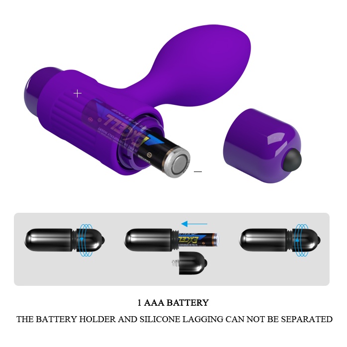 Фиолетовая анальная пробка с мощной вибрацией Vibra - 8,6 см - Pretty Love. Фотография 5.