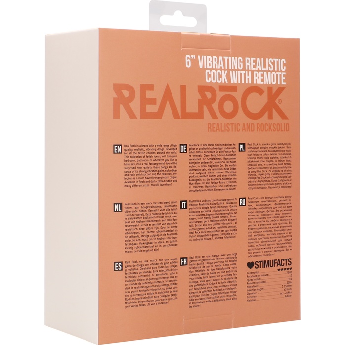 Телесный вибратор-реалистик Vibrating Realistic Cock 6 With Scrotum - 15 см - RealRock. Фотография 7.