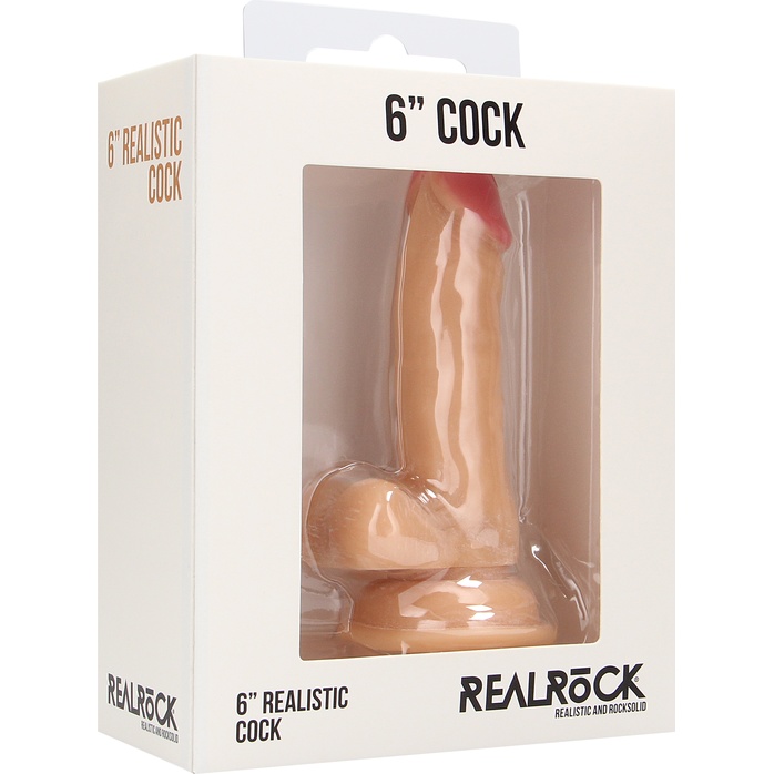 Телесный фаллоимитатор Realistic Cock 6 With Scrotum - 15 см - RealRock. Фотография 2.