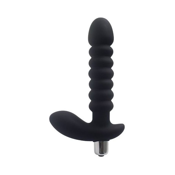 Черный анальный рельефный вибростимулятор - 17 см