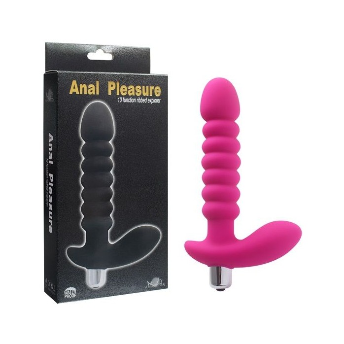 Розовый анальный рельефный вибростимулятор - 17 см. Фотография 3.