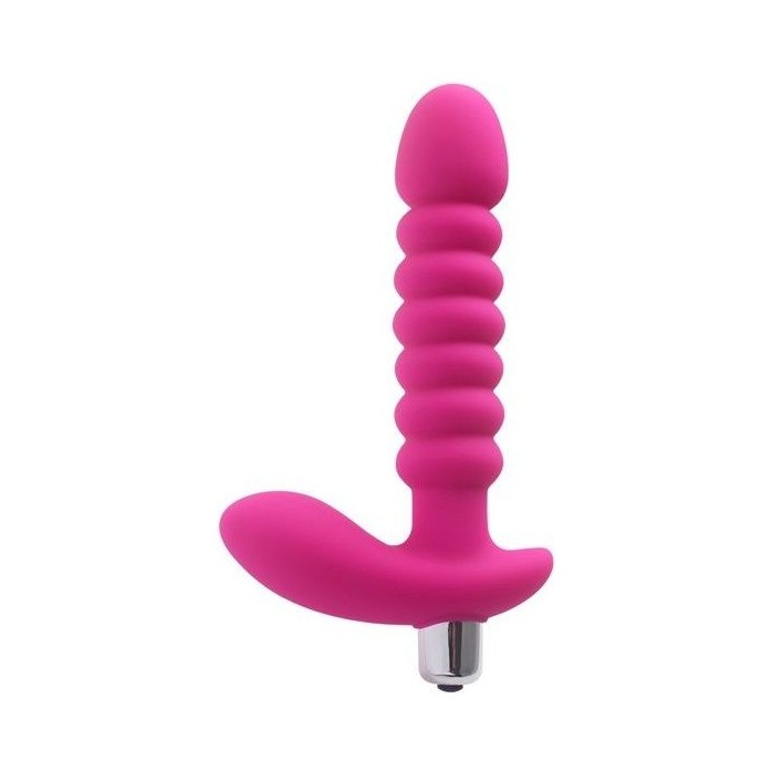 Розовый анальный рельефный вибростимулятор - 17 см