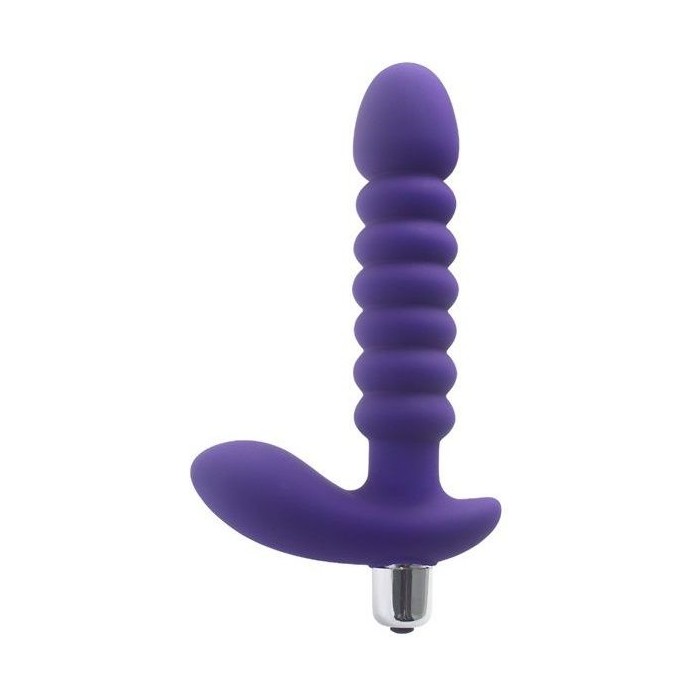 Фиолетовый анальный рельефный вибростимулятор - 17 см