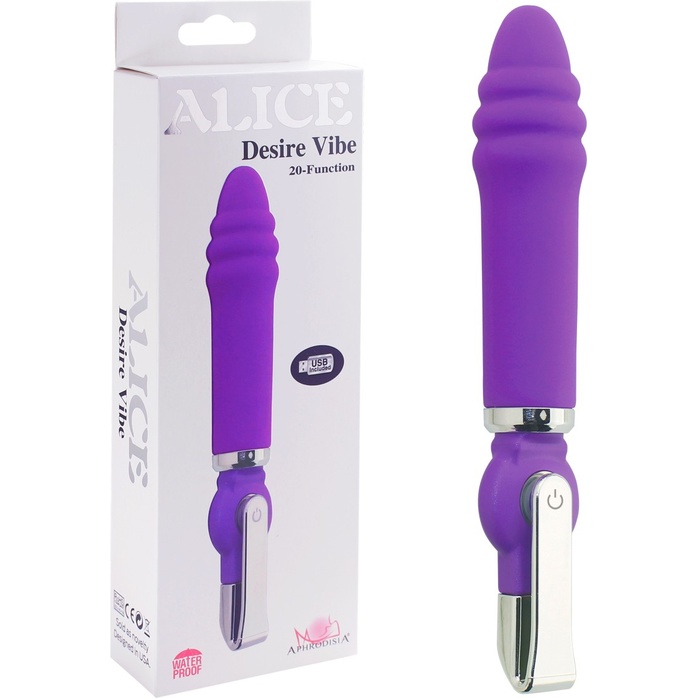 Фиолетовый вибратор ALICE 20-Function Desire Vibe - 16 см. Фотография 5.