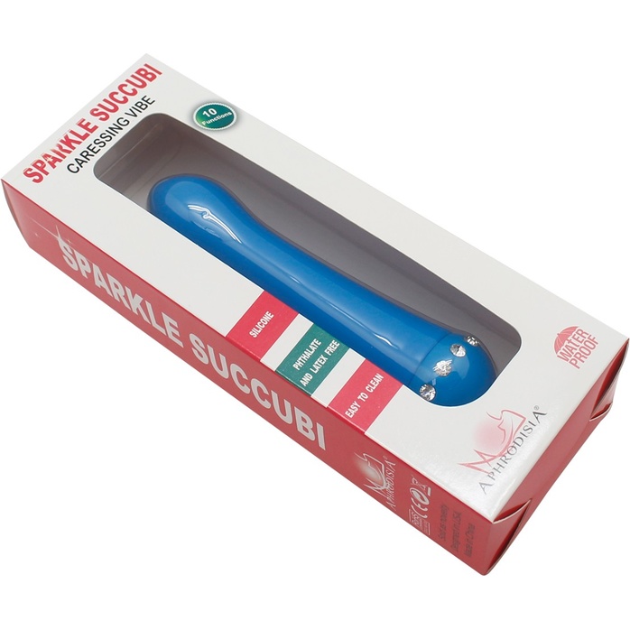 Голубой вибратор SPARKLE SUCCUBI BLISS CARESSING VIBE - 14,2 см. Фотография 6.
