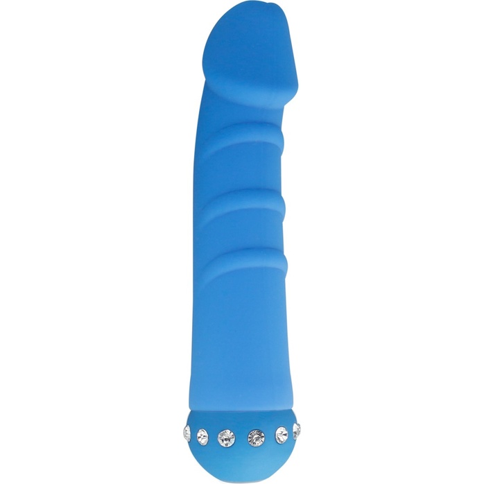 Голубой вибратор SPARKLE SUCCUBI VIBRATING DONG - 14,5 см