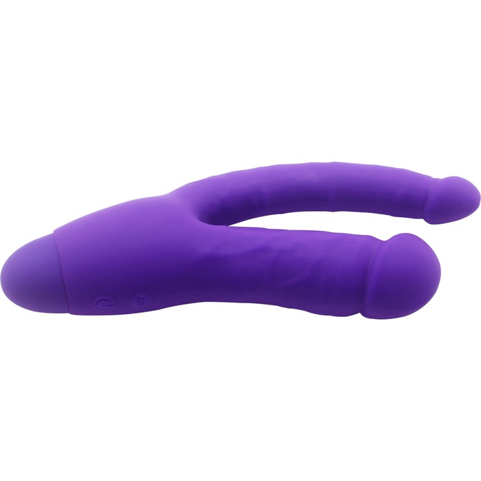 Фиолетовый двойной вибратор INDULGENCE Insatiable Desire - 21,5 см. Фотография 3.