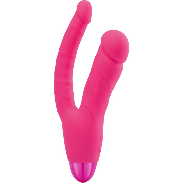 Розовый двойной вибратор INDULGENCE Rechargeable Insatiable Desire - 21 см