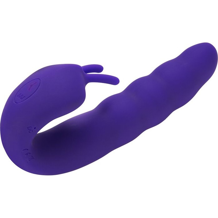 Фиолетовый вибратор Ribbed Dual Stimulator with Rolling Ball - 17 см. Фотография 2.