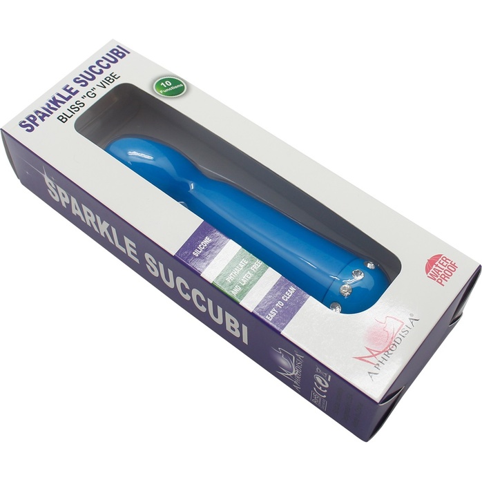 Голубой вибратор SPARKLE SUCCUBI BLISS G VIBE - 14,2 см. Фотография 9.