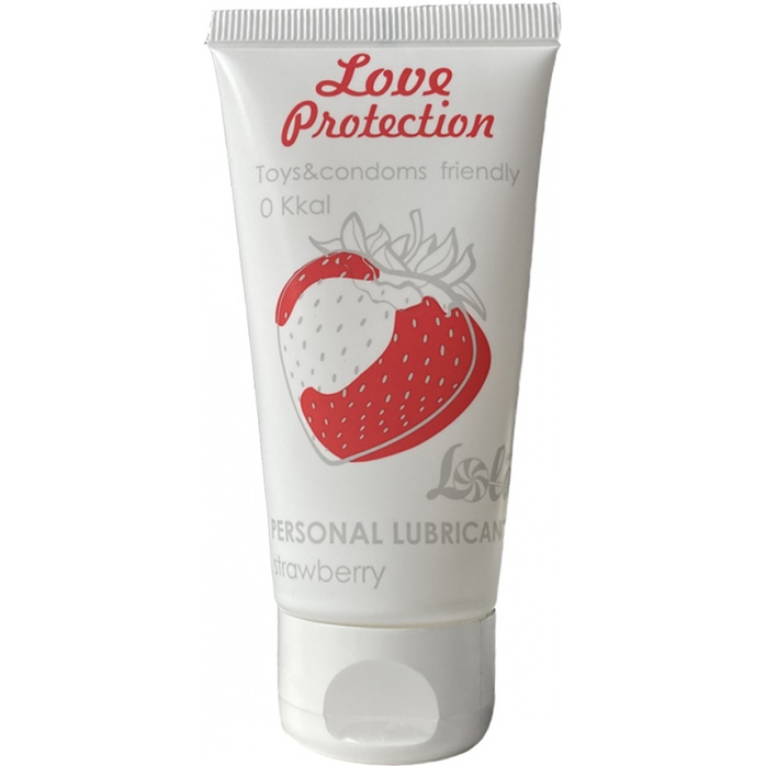 Лубрикант на водной основе с ароматом клубники Love Protection Strawberry - 50 мл - Love Protection