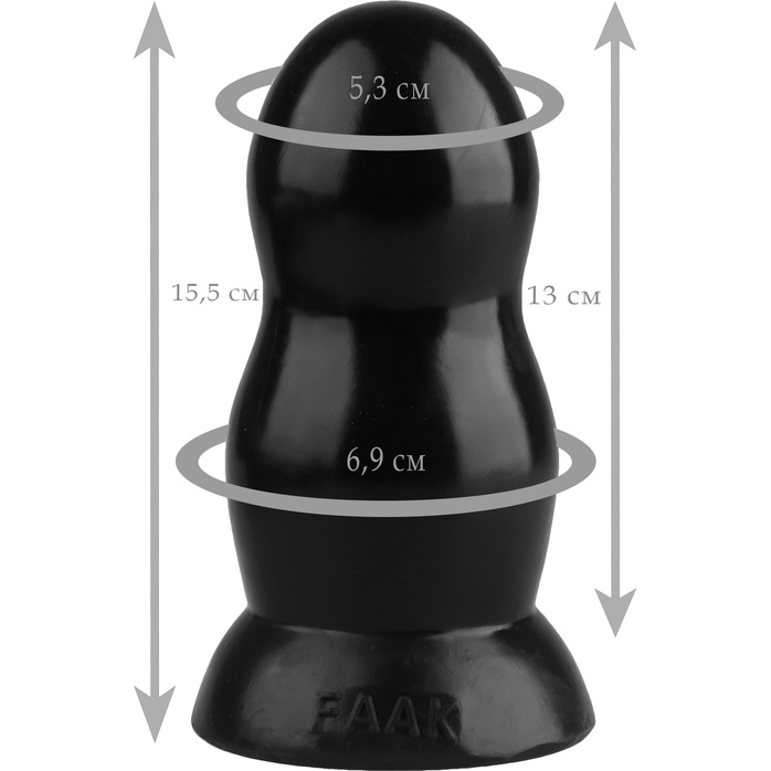 Черная гладкая анальная втулка - 15,5 см - 101Х-XX - Фистинг, гиганты. Фотография 2.